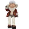 Northlight 19" White And Red Sitting Young Boy With Trimmed Ski Hat Christmas Figurine