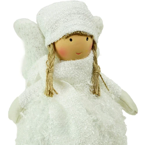 Northlight 24" Snowy Woodlands Plush White Angel Bobble Girl Christmas Figure - Image 2