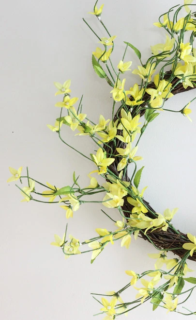 Northlight Forsythia Twig Artificial Floral Wreath, Yellow 12-Inch - Image 3