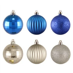 Northlight 100ct Silver And Blue Shatterproof 3-Finish Christmas Ball Ornaments 2.5" (60mm)