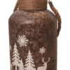 Northlight 12" Brown Winter Scene Christmas Pillar Candle Holder Lantern With Handle