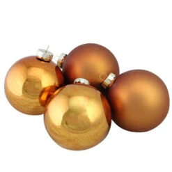 Northlight 4ct Bronze 2-Finish Glass Christmas Ball Ornaments 4" (100mm)