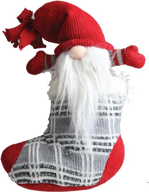 Northlight 10" Gray And Red Tristan Gnome In Christmas Stocking Tabletop Figure - Image 3