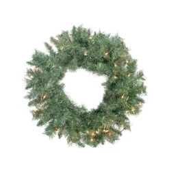 Northlight Pre-lit Minetoba Pine Artificial Christmas Wreath - 24-Inch, Clear Lights