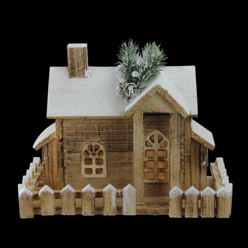 Northlight 12" LED Lighted Snowy Rustic Cabin Christmas Decoration - Image 3