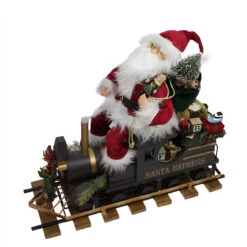 Northlight 22" Santa Express Train Christmas Figure On Railroad Track Base