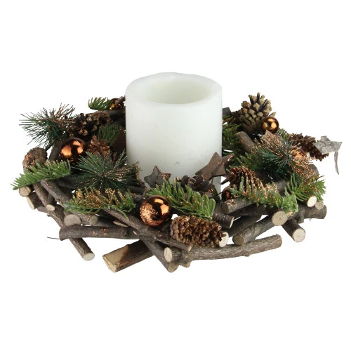 Northlight Green And Brown Pine Cones Winter Foliage Twig Artificial Autumn Wreath - 12-Inch, Unlit - Image 2