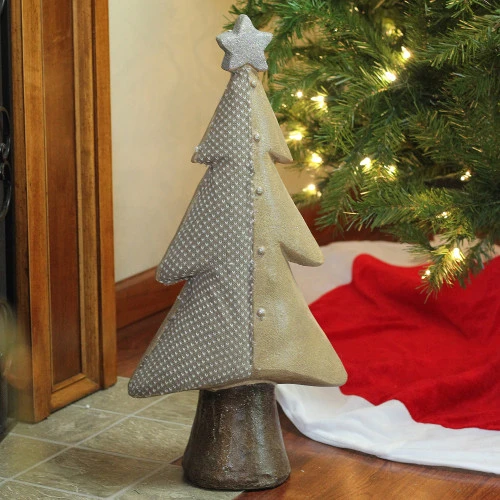 Northlight 24" Brown And Silver Christmas Tree With A Glitter Star Tabletop Figure - Image 2