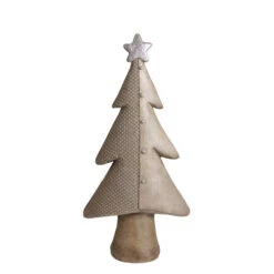 Northlight 24" Brown And Silver Christmas Tree With A Glitter Star Tabletop Figure