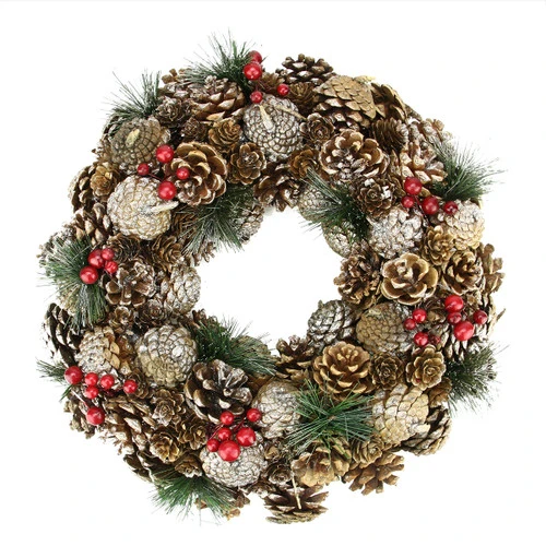 Northlight Glittered Pine Cones And Berries Artificial Christmas Wreath - 19-Inch, Unlit