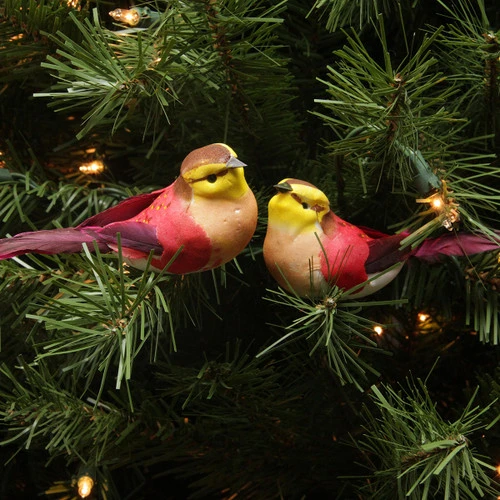 Northlight 12ct Red And Yellow Spotted Bird Christmas Ornaments 4.75" - Image 2