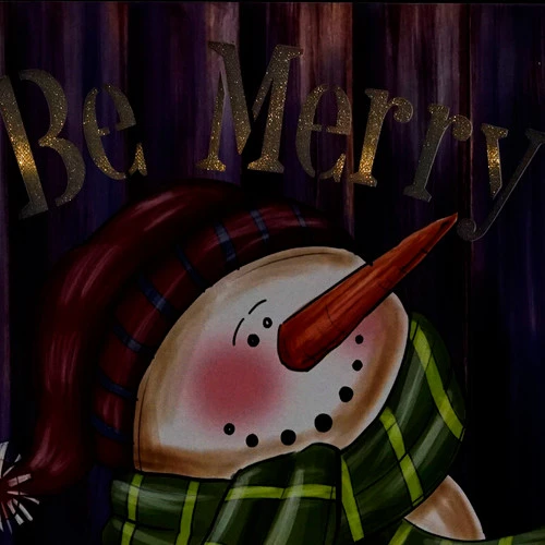 Northlight LED Lighted "Be Merry" Smiling Snowman Christmas Canvas Wall Art 11.75" X 11.75" - Image 3