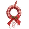Northlight Red Plaid Christmas Wreath With Burlap Bow And Pine Accents - 16-Inch, Unlit