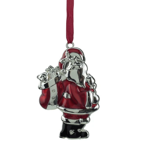 Northlight 3.25" Silver And Red Santa Claus Christmas Ornament With European Crystals
