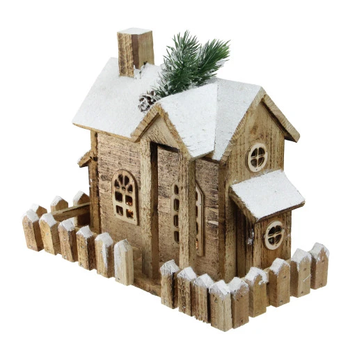 Northlight 12" LED Lighted Snowy Rustic Cabin Christmas Decoration - Image 2