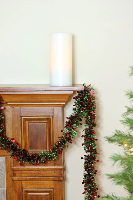 Northlight 50' X 2.5" Shiny Red And Green Tinsel Artificial Christmas Garland - Unlit - Image 3