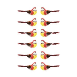 Northlight 12ct Red And Yellow Bird Christmas Ornaments 5.25"