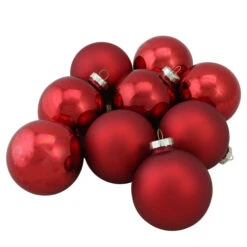 Northlight 9ct Red 2-Finish Christmas Ball Ornaments 2.5" (65mm)