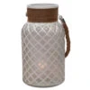 Northlight 10" White And Brown Diamond Texture Glass Pillar Candle Holder Lantern