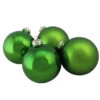 Northlight 4ct Shiny And Matte Green Glass Ball Christmas Ornaments 4" (100mm)