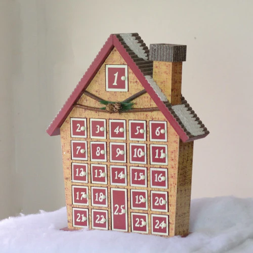 Northlight 15" Burgundy Advent Calendar House Tabletop Christmas Decoration - Image 3