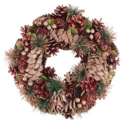 Northlight 13.75" Fandango Pink Pine Cones And Berries Artificial Christmas Wreath - Unlit