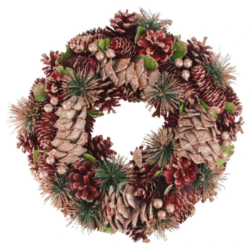 Northlight 13.75" Fandango Pink Pine Cones And Berries Artificial Christmas Wreath - Unlit