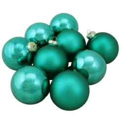 Northlight 9ct Emerald Green 2-Finish Glass Christmas Ball Ornament 2.5" (65mm)