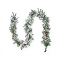 Northlight 9' X 8" Pre-lit Flocked Victoria Pine Artificial Christmas Garland - Clear Lights