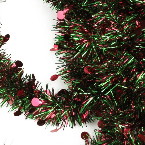 Northlight 50' X 2.5" Shiny Red And Green Tinsel Artificial Christmas Garland - Unlit - Image 2