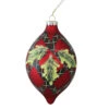 Northlight Red And Green Geometric Plaid Mistletoe Finial Glass Christmas Ornament 4.75" (120mm)