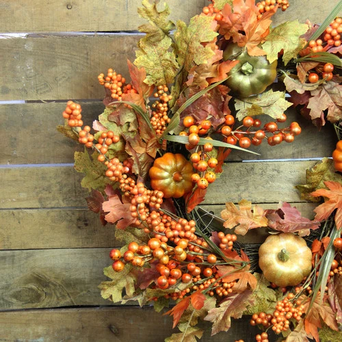 Northlight Autumn Leaves, Pumpkins And Berries Artificial Thanksgiving Wreath, 22-Inch, Unlit - Image 4