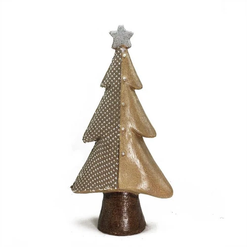 Northlight 18" Brown And Silver Christmas Tree With A Glitter Star Tabletop Decor