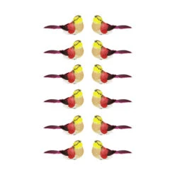 Northlight 12ct Red And Yellow Spotted Bird Christmas Ornaments 4.75"