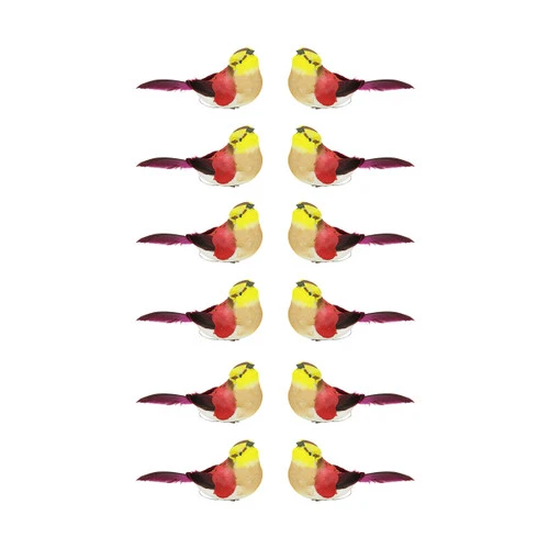 Northlight 12ct Red And Yellow Spotted Bird Christmas Ornaments 4.75"