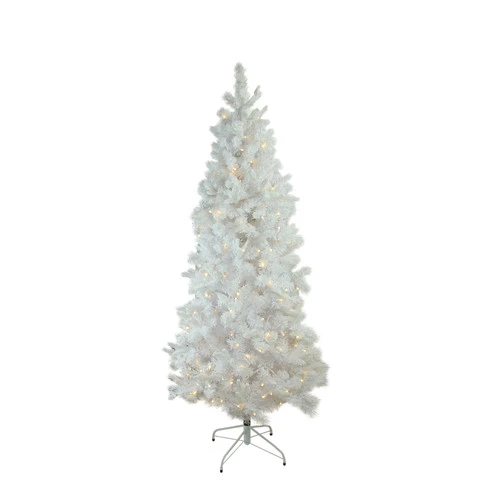 Northlight 6.5' Pre-Lit Medium Flocked Pine Artificial Christmas Tree - Warm White LED Lights