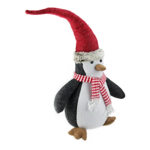 Northlight 16" Black And White Penguin Striped Scarf And Santa Hat Christmas Figure - Image 3
