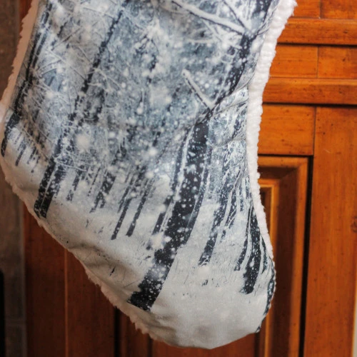 Northlight 18" White And Black Serene Woodland During Snowfall Christmas Stocking - Image 4