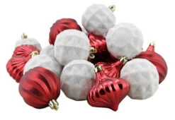 Northlight 26ct Red And White Shatterproof 3-Finish Christmas Ornaments 2.5" (60mm)
