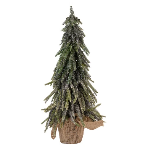 Northlight 20" Downswpt Glittered Pine Tree In Burlap Base - Unlit