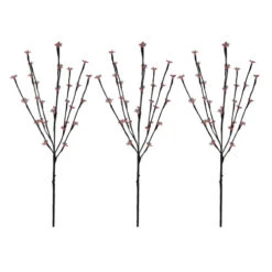 Northlight Set Of 3 Pre-Lit Cherry Blossom Artificial Tree Branches, 72 Red LED Lights