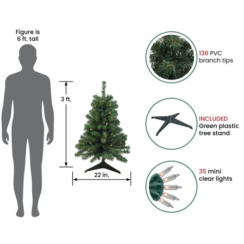 Northlight 3' Pre-Lit Green Medium Blackwater Fir Artificial Christmas Tree - Clear Lights - Image 2