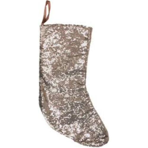 Northlight 17.5" Beige Paillette Sequins Hanging Christmas Stocking - Image 3