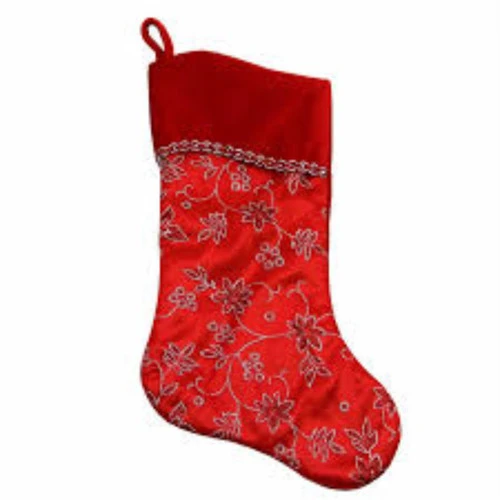 Northlight 20.5" Red And Silver Glittered Floral Shadow Cuffed Christmas Stocking - Image 3