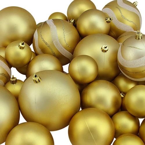 Northlight 39ct Gold Glamour Shatterproof 2-Finish Christmas Ball Ornaments 4" (100mm) - Image 2