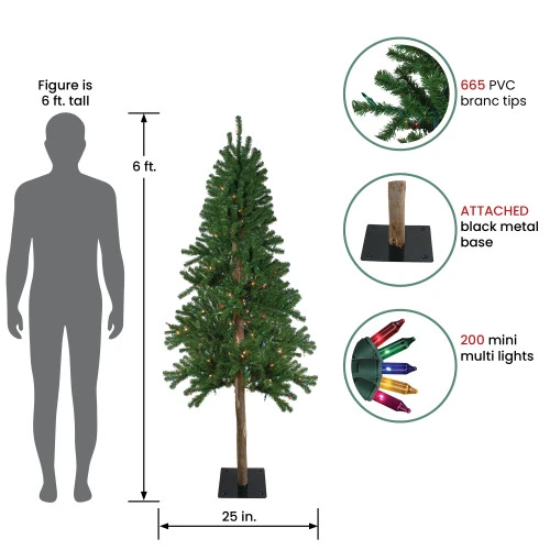 Northlight 6' Pre-Lit Medium Alpine Artificial Christmas Tree - Multicolor Lights - Image 2