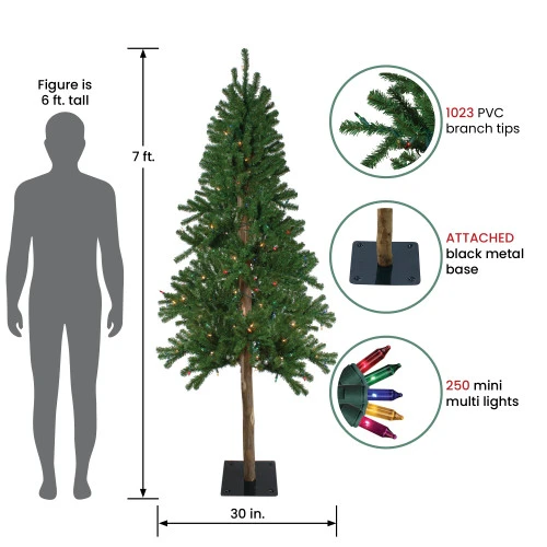 Northlight 7' Pre-Lit Alpine Artificial Christmas Tree - Multi Lights - Image 2