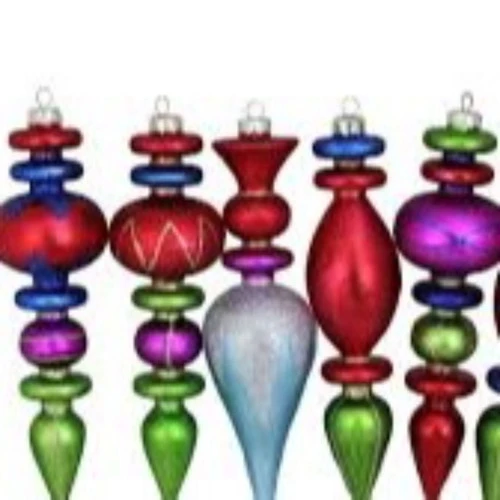 Northlight 6ct Red And Green 3-Finish Glass Christmas Finial Ornaments 6.5" (165mm) - Image 3