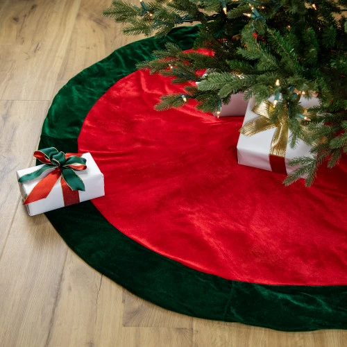 Northlight 60" Red Traditional Christmas Tree Skirt With Green Border Trim - Image 2