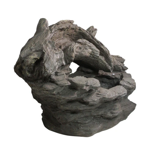 Northlight 27" Faux Wood And Rock Outdoor Garden Water Fountain - Image 2